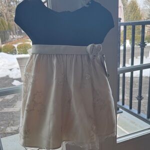 Charming Kids Formal Dress with Black Top and White Embroidered Skirt